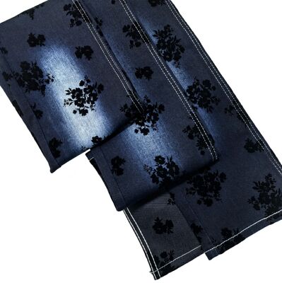 ซื้อ สีดํา Rose Flocked เดนม์ผ้า Twill สไตล์ยืดสําหรับเดย์จีนหรือเสื้อ การผลิตออนไลน์