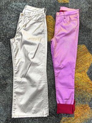 แฟชั่น สีสดใส พิมพ์ผ้าเดนม สําหรับผู้ชาย กางเกงยีนส์ 7.7OZ 57' 58'
