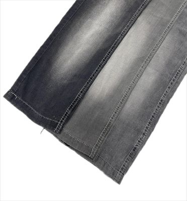 ผ้าเดนิมยีนส์ย้อมเส้นด้ายลายทอสีดำ น้ำหนักเบาฤดูร้อน ลาย Slub Design Tencel Lyocell Elastic Denim Fabric สำหรับกางเกงยีนส์